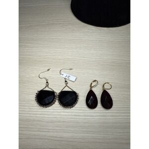 Joan Rivers & Unbranded Earrings Dark Faux Gemstone Dangle Drop Vintage QVC